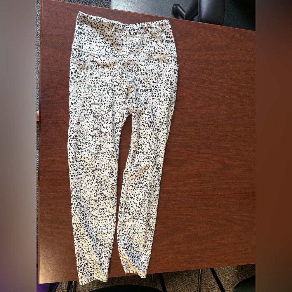 Speckled Print Leggings - Grey, Olive & White Activewear